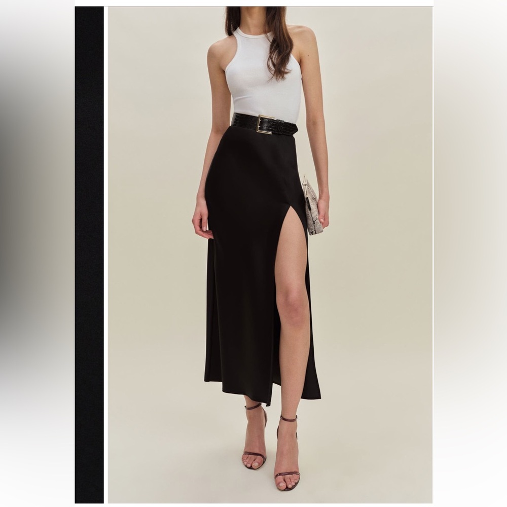 Reformation Black Asymmetrical Skirt